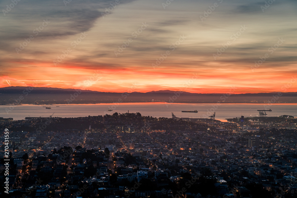 Landscape view of San Francisco during a sunset Landscape view of San Francisco during a sunset