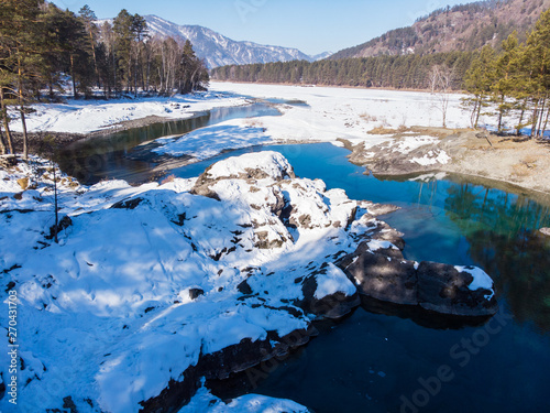 Aerial view of winter blue ...
