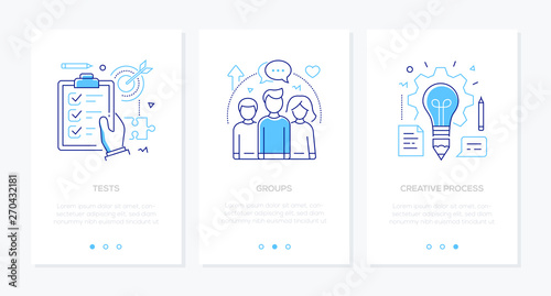 Education - set of line design style vertical web banners
