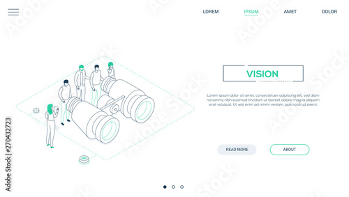 Business vision - line design style isometric web banner