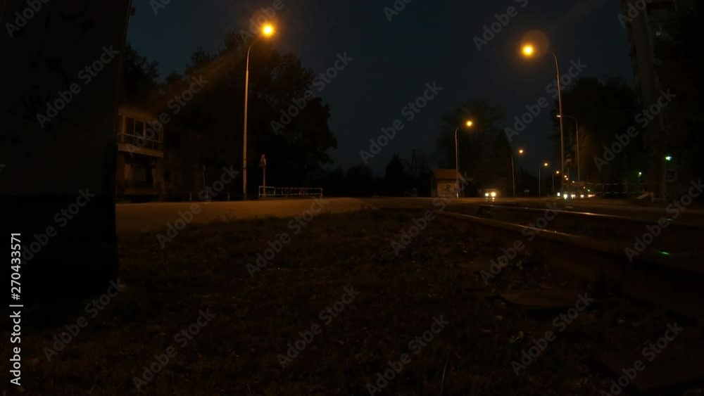 City Traffic At Night Railroad Crossing City Traffic At Night Railroad Crossing