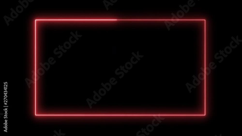 Glowing red rectangular frame with alpha channel. 4K. Rotation animation.