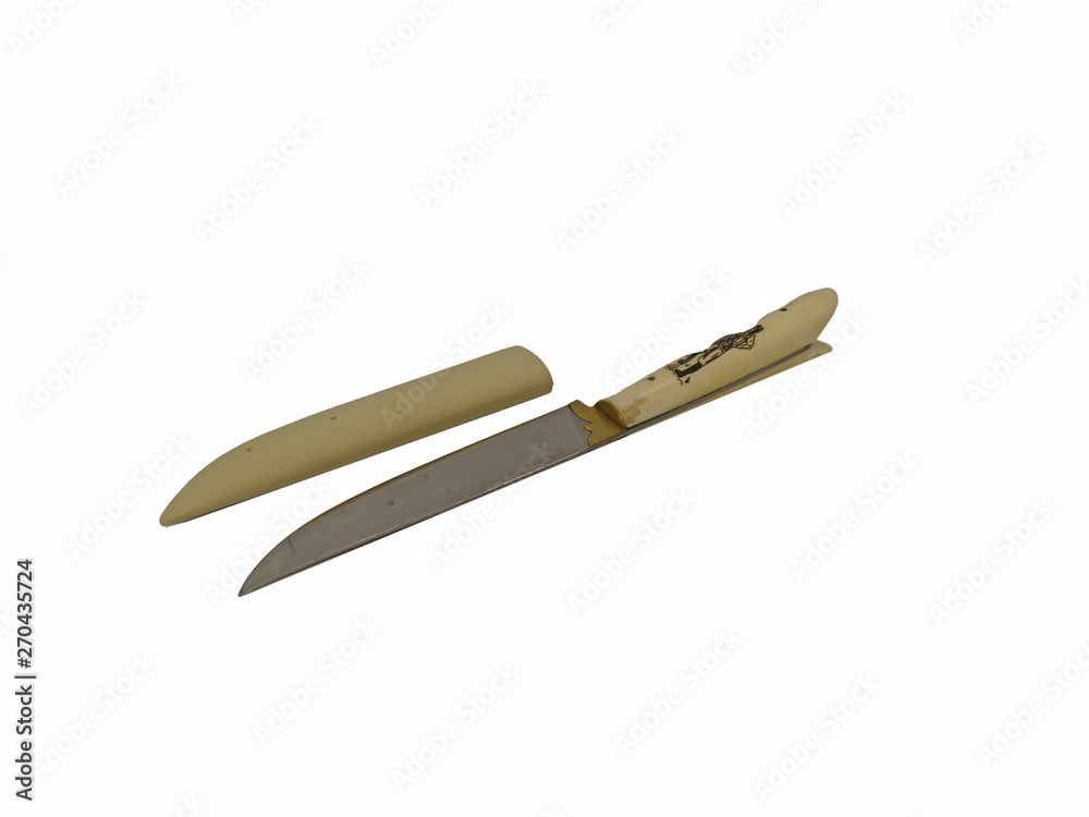 Fototapeta premium knife with cover on white background