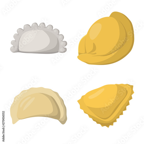 Vector illustration of dumplings and food  logo. Set of dumplings and stuffed stock vector illustration.
