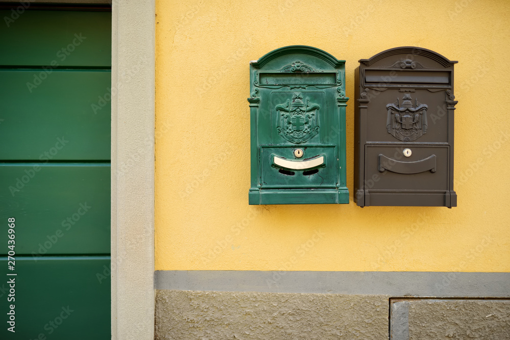 Beautiful mailboxes on medieval cobblestone streets of Bergamo, Lombardy, Italy. Beautiful mailboxes on medieval cobblestone streets of Bergamo, Lombardy, Italy.