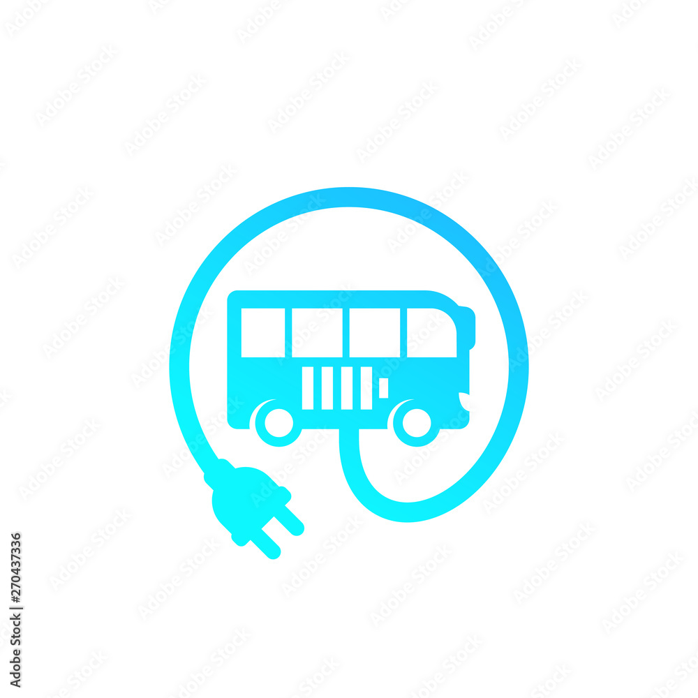 electric bus with plug vector icon electric bus with plug vector icon
