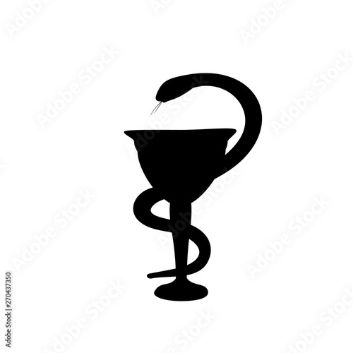 Symbol medicine snake bowl silhouette. Vector illustration.