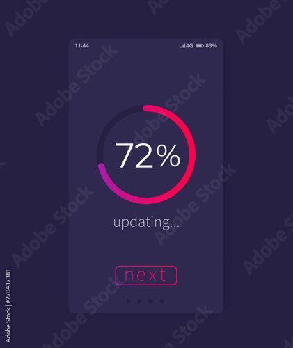progress screen, update, mobile ui