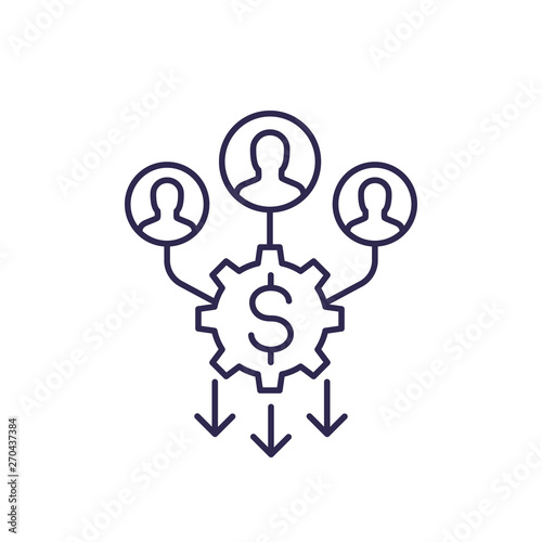 reduce labor cost, line icon