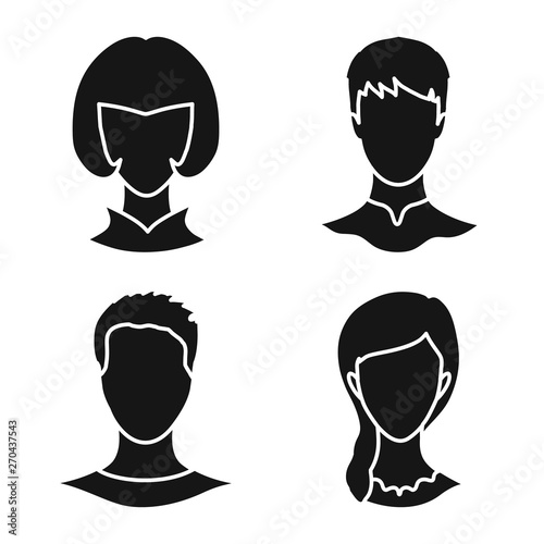 Vector illustration of character and profile symbol. Collection of character and dummy vector icon for stock.
