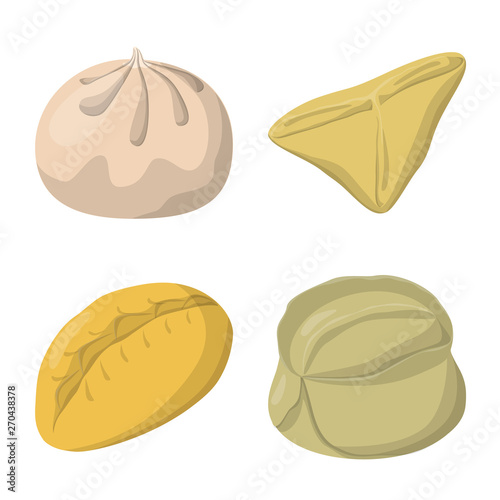 Isolated object of dumplings and food  logo. Set of dumplings and stuffed stock symbol for web.