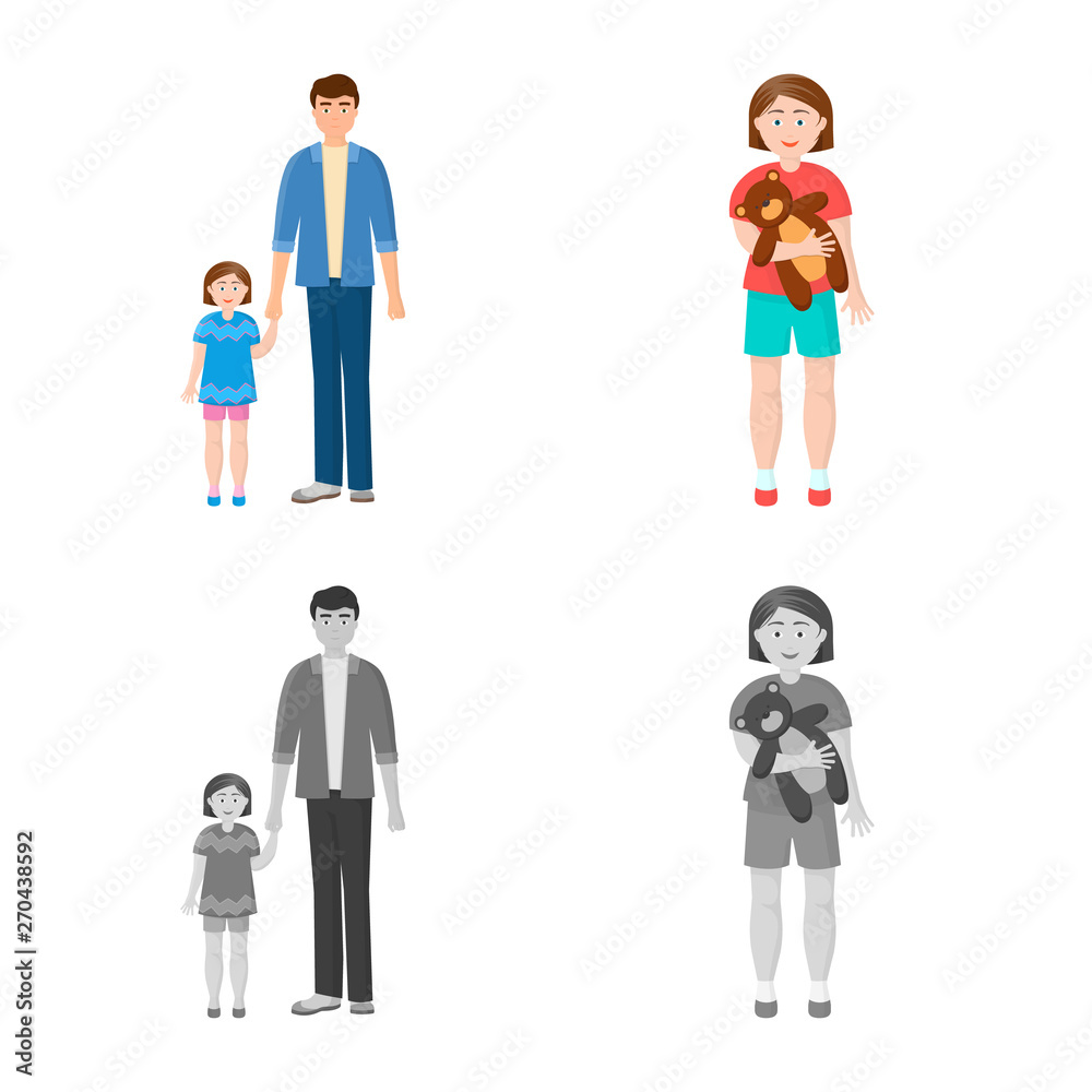 Vector illustration of character and avatar  icon. Collection of character and portrait stock symbol for web.