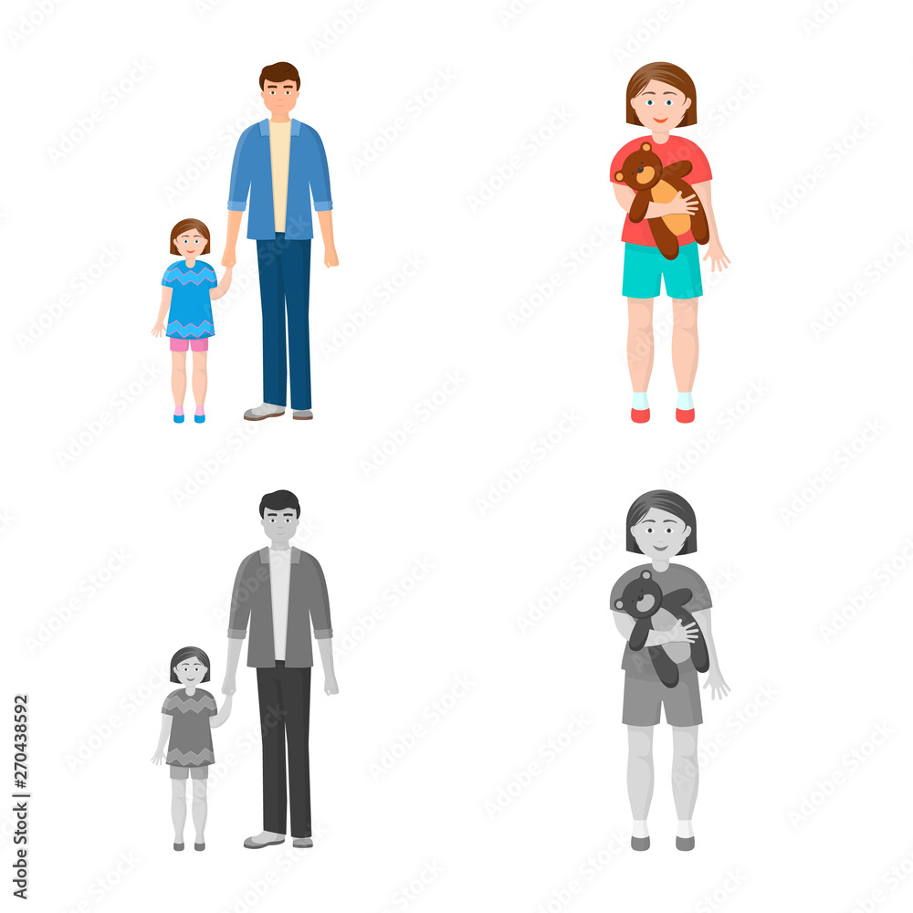 Vector illustration of character and avatar icon. Collection of character and portrait stock symbol for web. Vector illustration of character and avatar icon. Collection of character and portrait stock symbol for web.