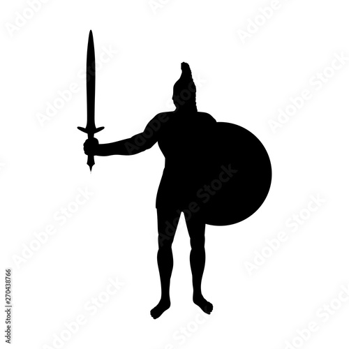 Ares god  war silhouette ancient mythology fantasy. Vector illustration.