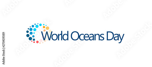 World Oceans Day design template. Ocean health protect graphic symbol. Nature care logo. Environment planet Isolated vector illustration.