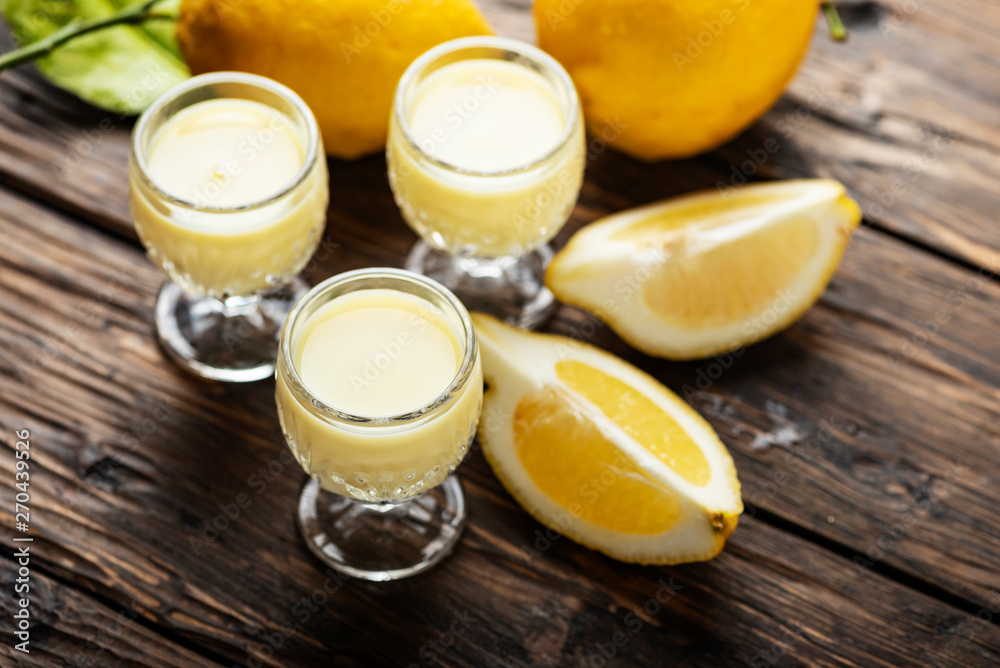 Traditional Italian liguore with lemon Traditional Italian liguore with lemon