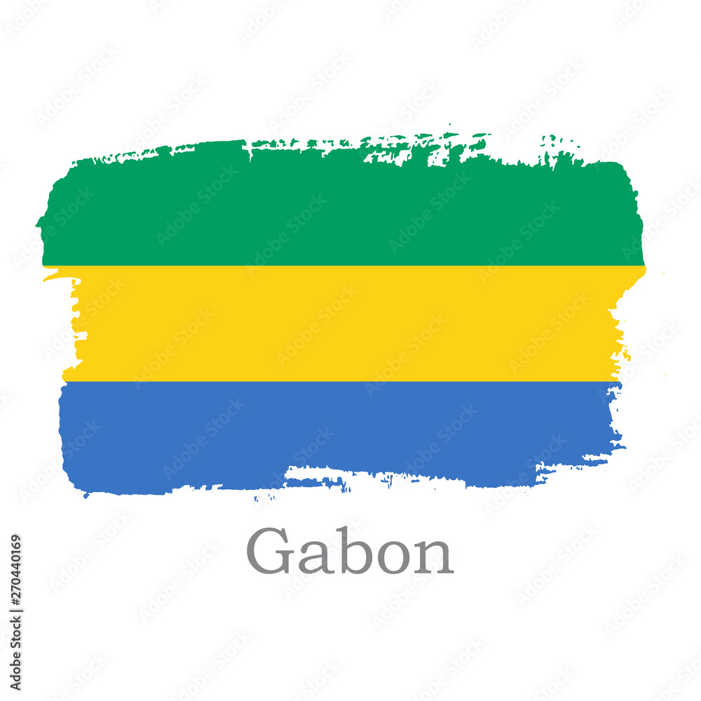 Obraz premium Hand draw Gabon flag. Vector Illustration.