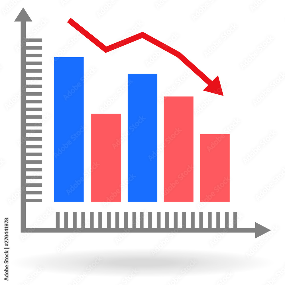 flat icon analytic graph with a falling trend flat icon analytic graph with a falling trend