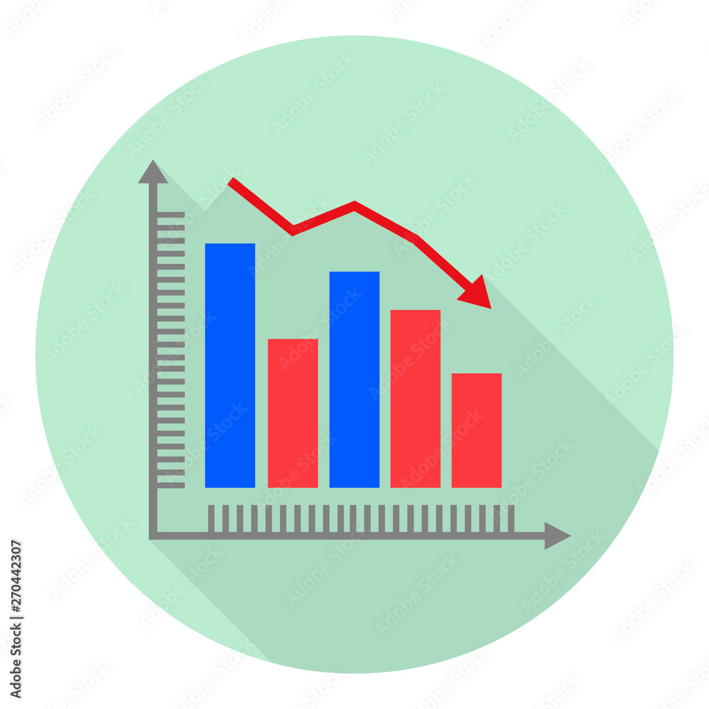flat icon analytic graph with a falling trend flat icon analytic graph with a falling trend