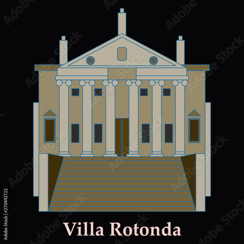 Vector illustration of classical villa with rotunda. Historical mansion.