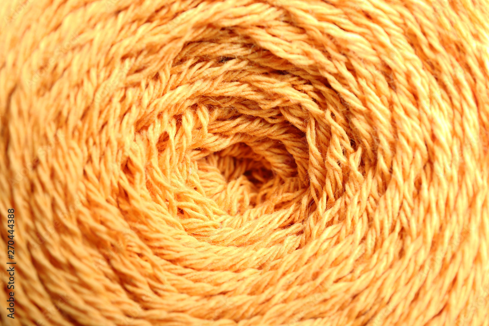 Fototapeta premium Clew of knitting threads as background, top view. Sewing stuff