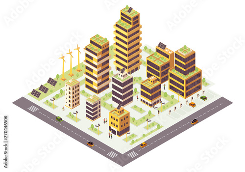 Eco city isometric color vector illustration
