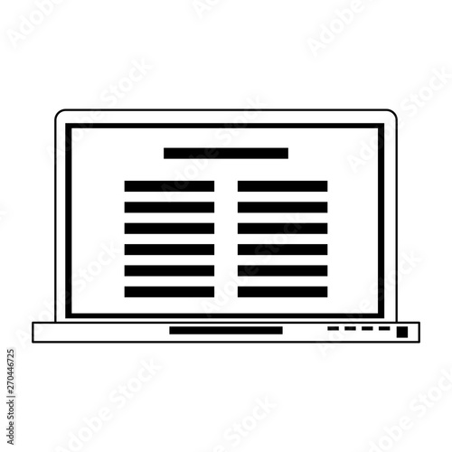 Laptop computer technology isolated in black and white