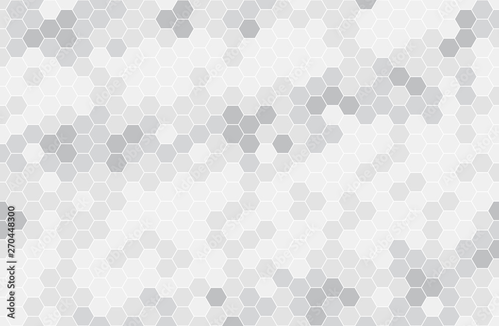 Black and white hexagon honeycomb seamless pattern. Honey background, cell mosaic.