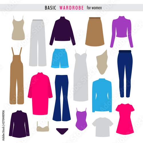 Set of colorful woman clothes