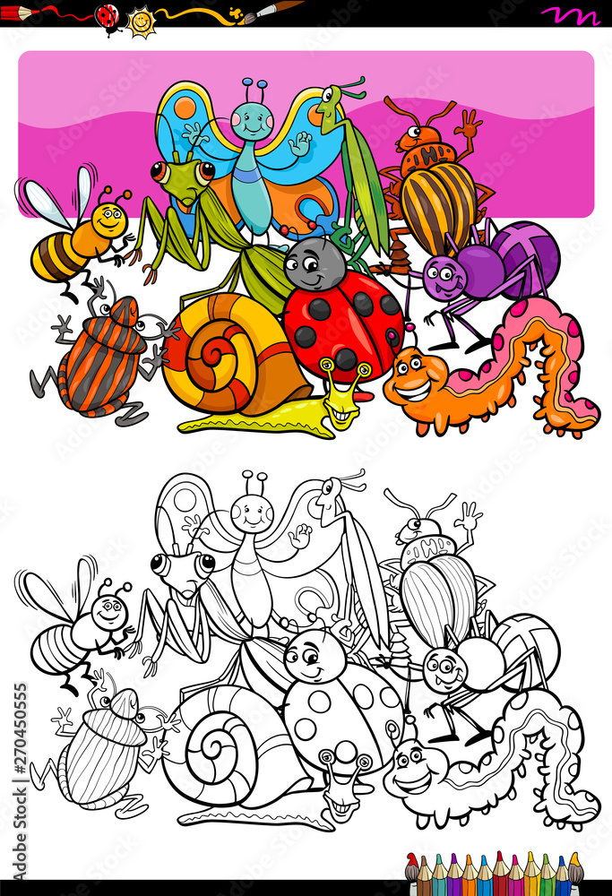 insects and bugs characters group color book insects and bugs characters group color book