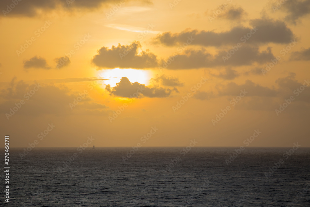 Sunset over Caribbean sea Saint Vincent Antillas
