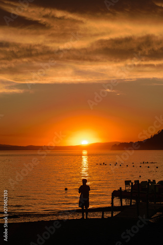 sunset in lake calafquen
