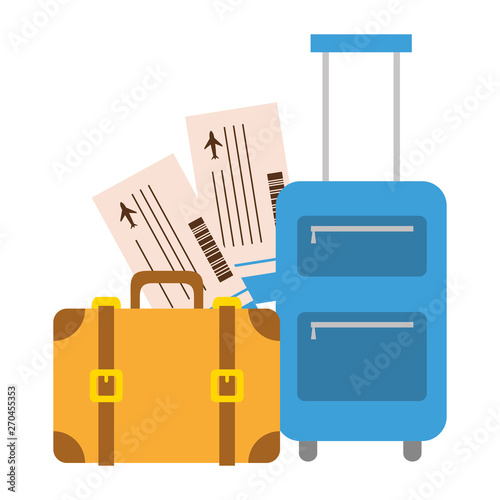 vacations suitcase bag and air tickets
