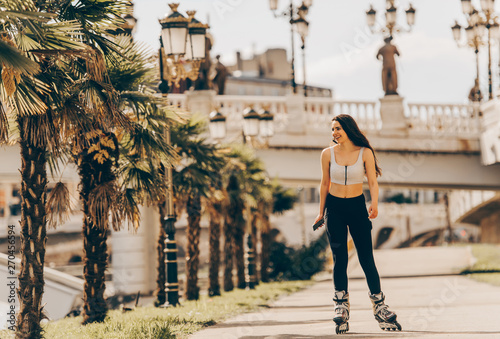 Urban girl roller skating