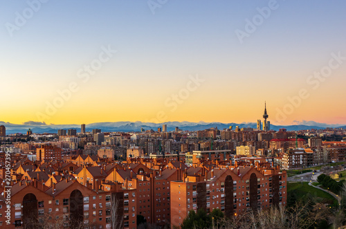 Skyline of Madrid at sunset