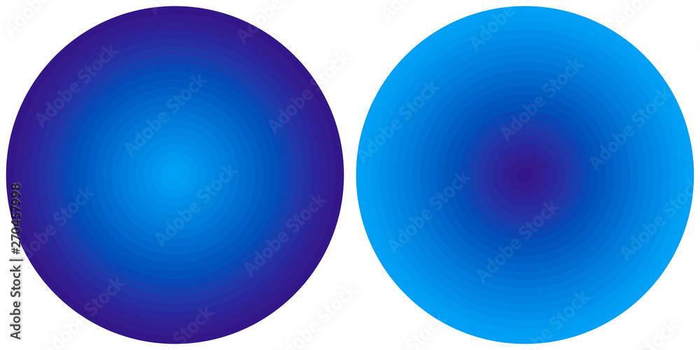 Set of 2 bright abstract blue radial gradient circles isolated on white background. Texture with circular lines. Vivid circle pattern Set of 2 bright abstract blue radial gradient circles isolated on white background. Texture with circular lines. Vivid circle pattern