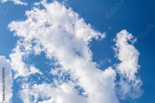 blue sky with clouds of different shapes and thickness