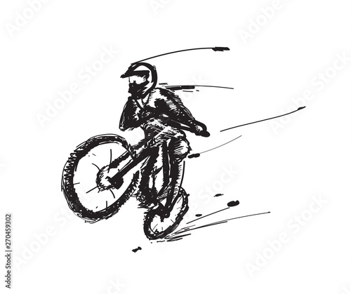 Jumping MBT biker vector illustration.