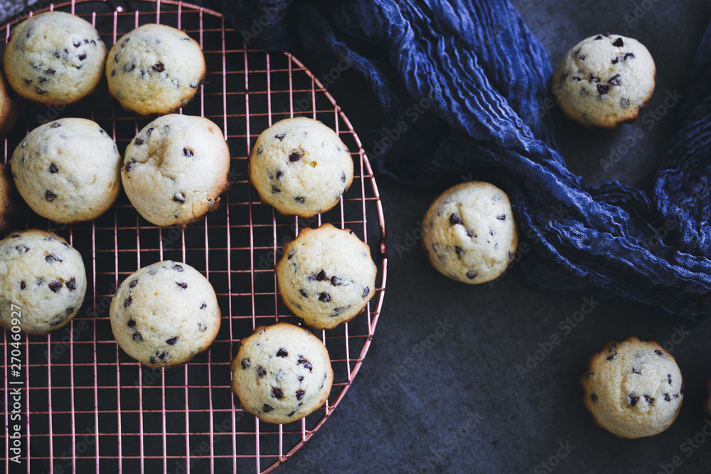 Blueberry Muffins on Dark Textured Background Blueberry Muffins on Dark Textured Background