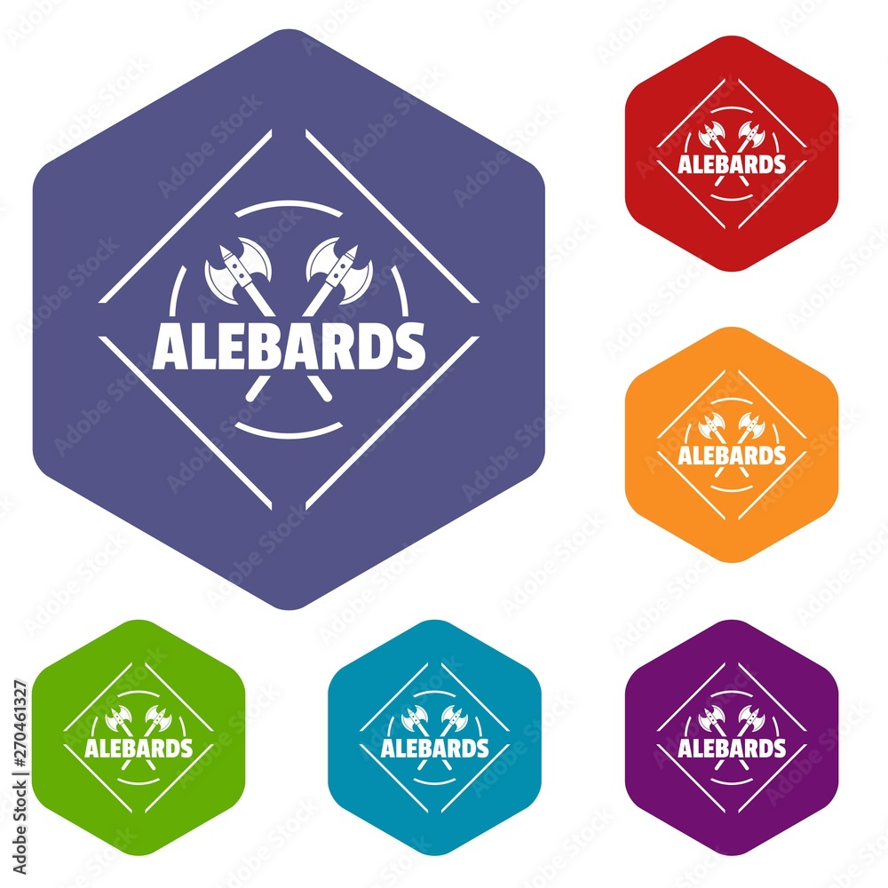 Obraz premium Alebard icons vector colorful hexahedron set collection isolated on white 