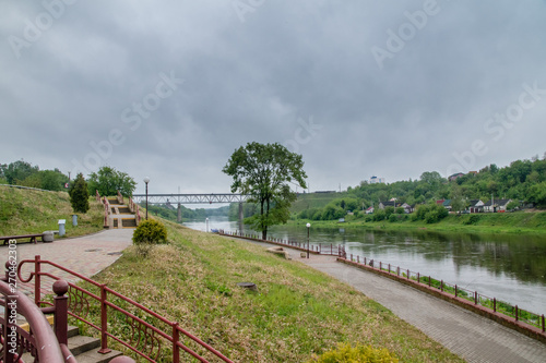 Neman River in Grodno, Belarus at cloudy day. Neman is also known as Nemunas, Nyoman, Niemen or Memel photo