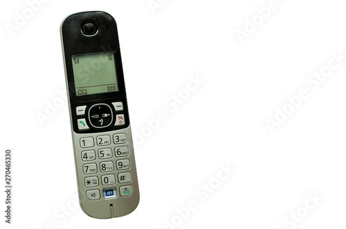 Wallpaper Mural Silver-black landline handset isolated on white background. Torontodigital.ca