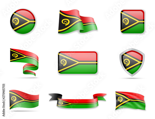 Vanuatu flags collection. Vector illustration set flags.