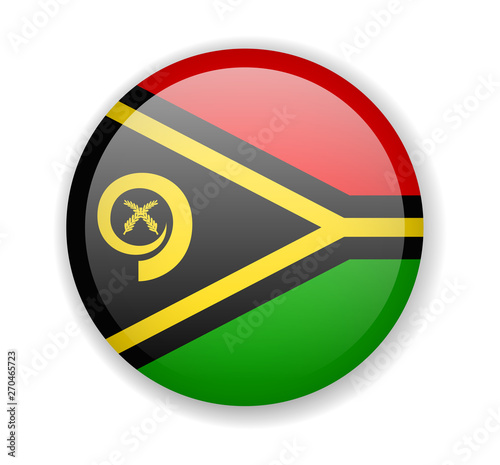 Vanuatu flag round bright icon on a white background