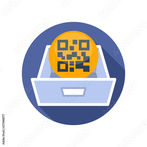 Vector illustration icon with the concept of storage media and QR-code system