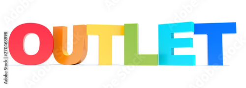 Outlet colorful text on white wide banner photo