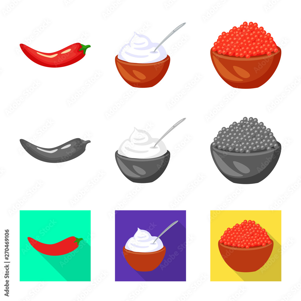 Vector illustration of taste and product sign. Set of taste and cooking stock vector illustration. Vector illustration of taste and product sign. Set of taste and cooking stock vector illustration.