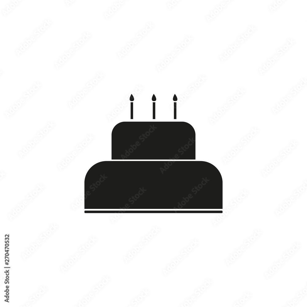 Birthday cake icon vector illustration. Happy birthday. Cake for birthday celebration with three candles. Birthday cake icon vector illustration. Happy birthday. Cake for birthday celebration with three candles.