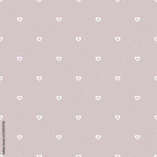 Subtle hearts vector pattern. Valentines day background in soft pastel colors. Love romantic theme. Abstract seamless texture with tiny hearts. Elegant design for decoration, wedding, greeting cards