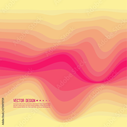 Distorted wave colorful texture. Abstract dynamical rippled surface. Vector stripe deformation background. Transition and gradation of color.